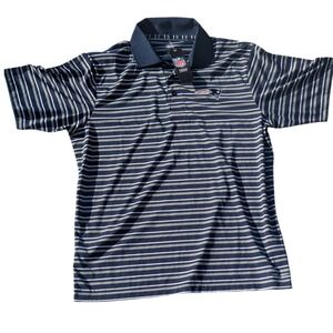 New England Patriots NFL Striped Football Polo‎ Shirt NWT Men’s Large